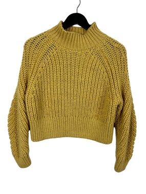 H&M Cropped Chunky Turtleneck Sweater Size X-Small Mustard Yellow